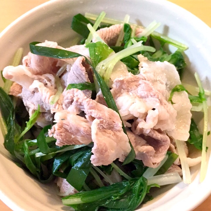 豚肉と、にら水菜のさっぱりポン酢かけ♪ レシピ・作り方 by ゆきのえ|楽天レシピ